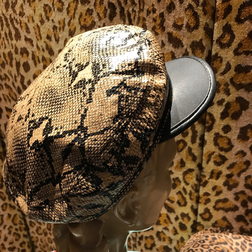 PVC snakeskin biker cap